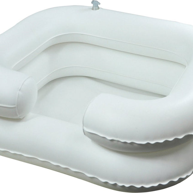Inflatable hair wash basin for in bed