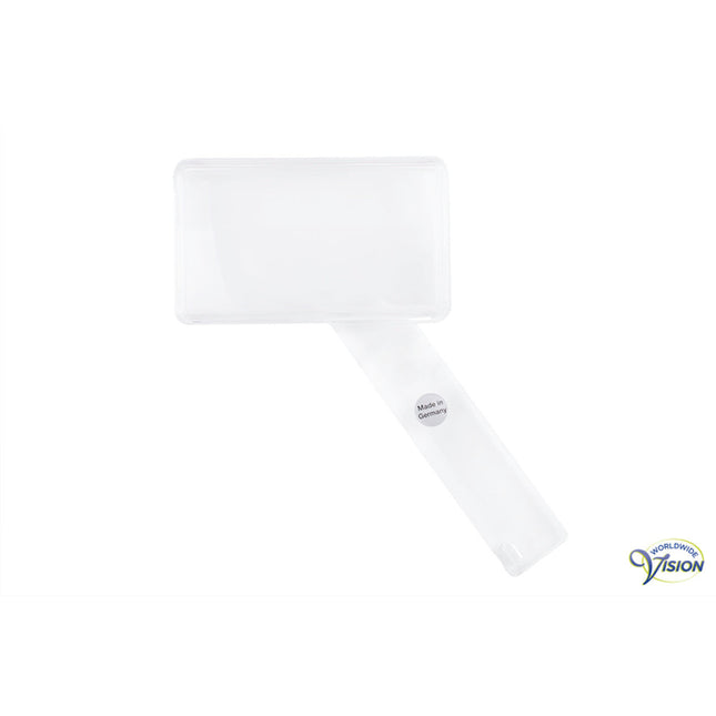 Eschenbach Handlupe 26129501 – 1,5- und 5-fache Vergrößerung | Rechteckige Lupe mit Extra-Detaillinse