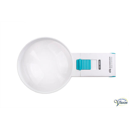 Schweizer Ökolux+ Mobil LED 134062 – 6D | Handlupe 1,5-fache Vergrößerung | 100mm Linse