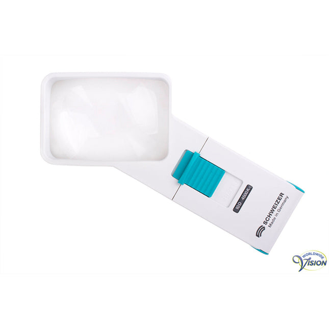 Schweizer Ökolux+ Mobil LED 134102 – 10D | Handlupe 2,5-fache Vergrößerung | 75x50mm Linse