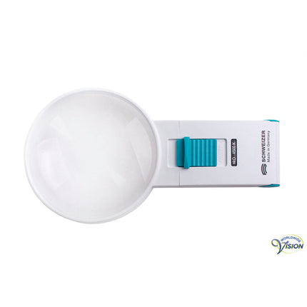 Schweizer Ökolux+ Mobil LED 134122 – 12D | Handlupe 3-fache Vergrößerung | 70-mm-Objektiv