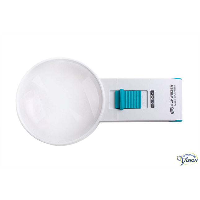 Schweizer Ökolux+ Mobil LED 134122 – 12D | Handlupe 3-fache Vergrößerung | 70-mm-Objektiv