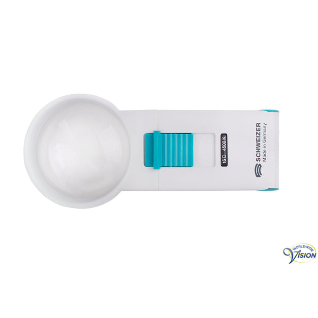 Schweizer Ökolux+ Mobil LED 134162 – 16D | Handlupe 4-fache Vergrößerung | 60mm Linse