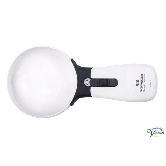 Schweizer ERGO-Lux MP Mobil 1,5x Handlupe – 164062 6D LED mit 100 mm asphärischer Linse