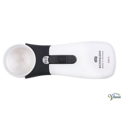 Schweizer ERGO-Lux MP Mobil 12x Handlupe – 164482 48D LED mit 35 mm asphärischer Linse