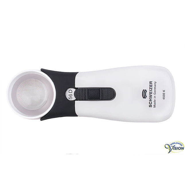 Schweizer ERGO-Lux MP Mobile 56D Handlupe – 14-fache Vergrößerung, LED, asphärische Linse