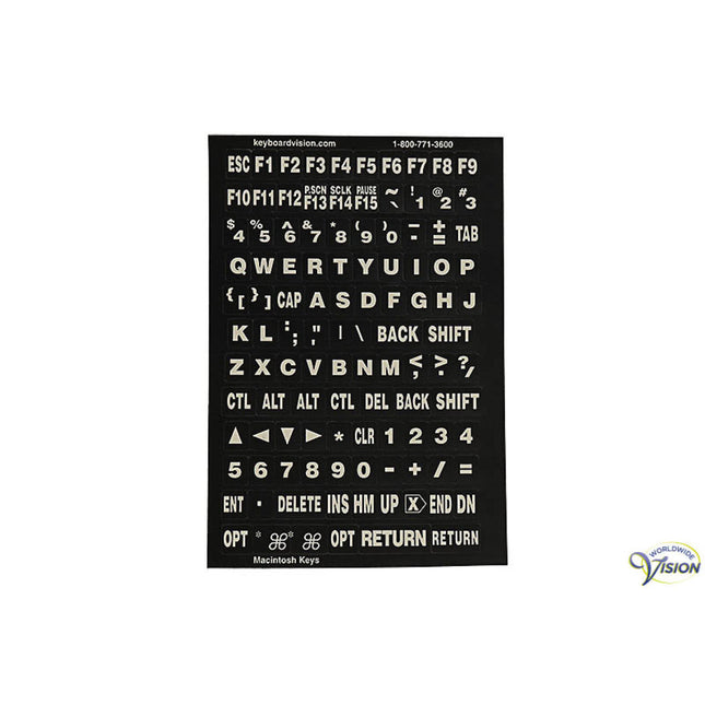 Tastaturaufkleber – Weiße Zeichen auf Schwarz | Passend für Laptop &amp; PC