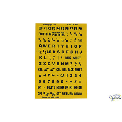 Toetsenbordstickers – Zwarte Karakters op Geel | Extra Contrast voor Slechtzienden