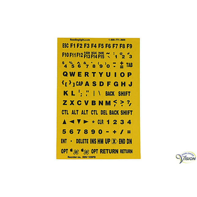 Tastaturaufkleber – Schwarze Buchstaben auf Gelb | Extra Kontrast für Sehbehinderte