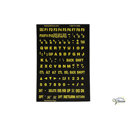 Keyboard Stickers – Yellow Characters on Black | High Contrast &amp; Clear Readability