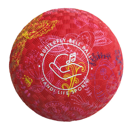Schmetterlings-Klangball Klein – 14-16 cm | Roter Ball mit Glöckchenklang | 160 g
