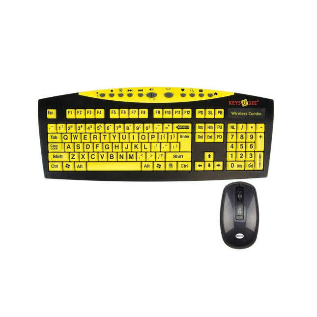 Keys-U-See Kabellose Tastatur mit großen gelben Buchstaben – Maus inklusive