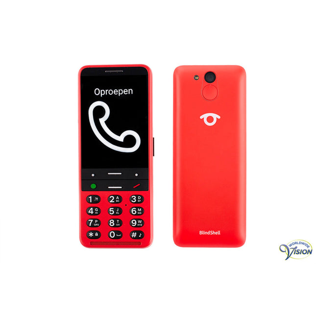 BlindShell Classic 2 – Nederlandssprekende GSM met Spraakbediening | Rood | Inclusief WhatsApp