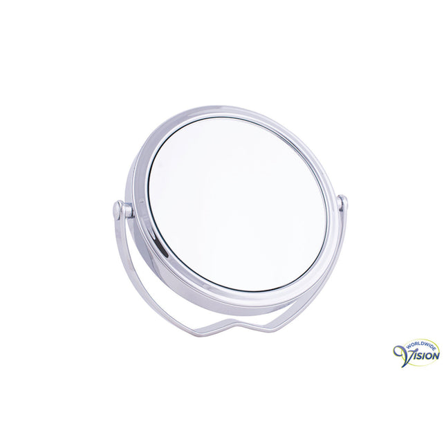 Reisespiegel Hj-74Ch – Chrom – 5-fache Vergrößerung – Neigbares Tischmodell – 10,5 cm