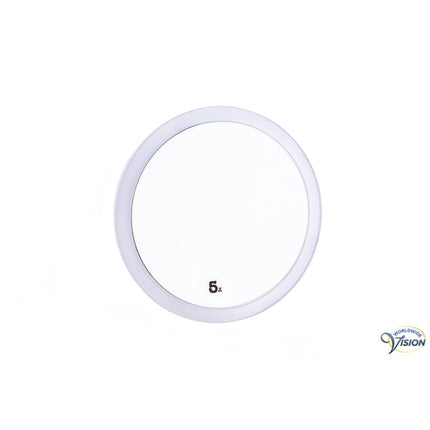 Schmink- und Rasierspiegel – 12,5 cm – 5-fache Vergrößerung – mit Saugnapf – tragbar