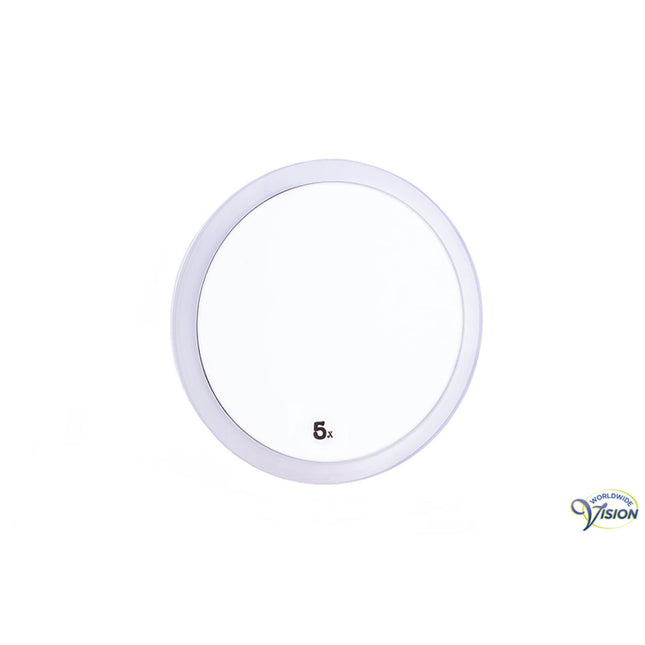 Schmink- und Rasierspiegel – 12,5 cm – 5-fache Vergrößerung – mit Saugnapf – tragbar