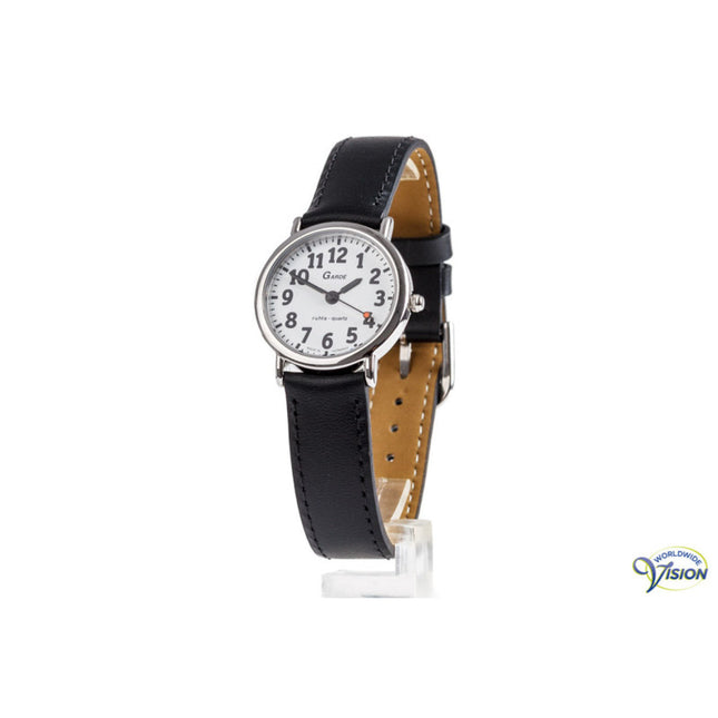 Gardé Steel Damenuhr 26 mm – Weißes Zifferblatt – Schwarzes Lederarmband