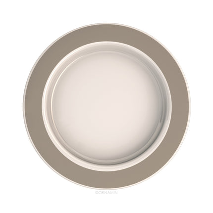 Ornamin Plate 20 cm – White/Linen Gray | Non-slip &amp; For One-Handed Use