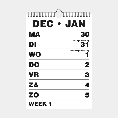 Weekly calendar large letters format A4