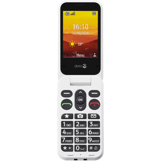 Doro Leva L30 Senioren Mobiel Zwart/Wit – 4G Klaptelefoon met Extern Display & Assistentieknop
