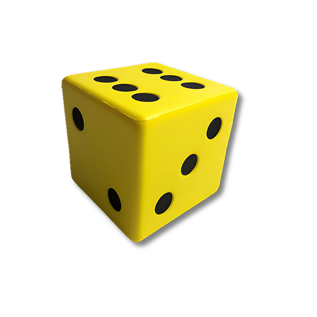 Gelbe Schaumstoffwürfel mit taktilen Punkten – Ideal für Spiel und Lernen