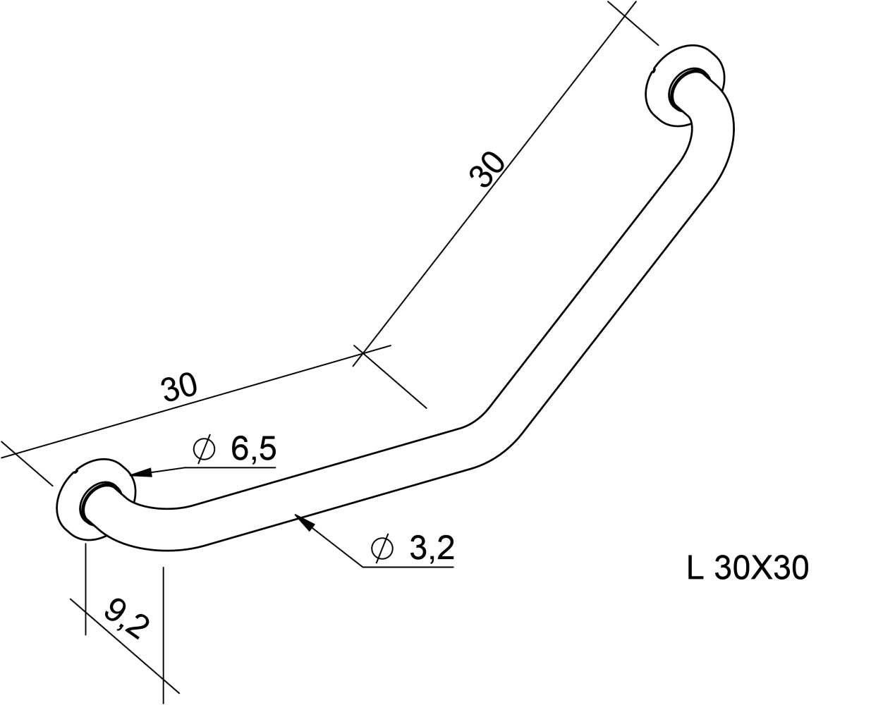 Wandhalterung aus beschichtetem Stahl - 135° abgewinkelt 30 x 30 cm