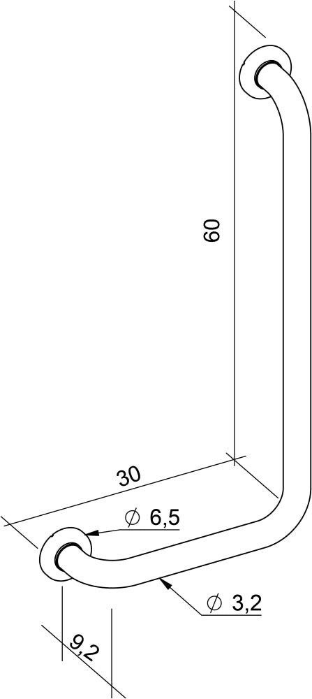 Wandhalterung Stahl beschichtet - 90° abgewinkelt 30 x 60 cm rechts