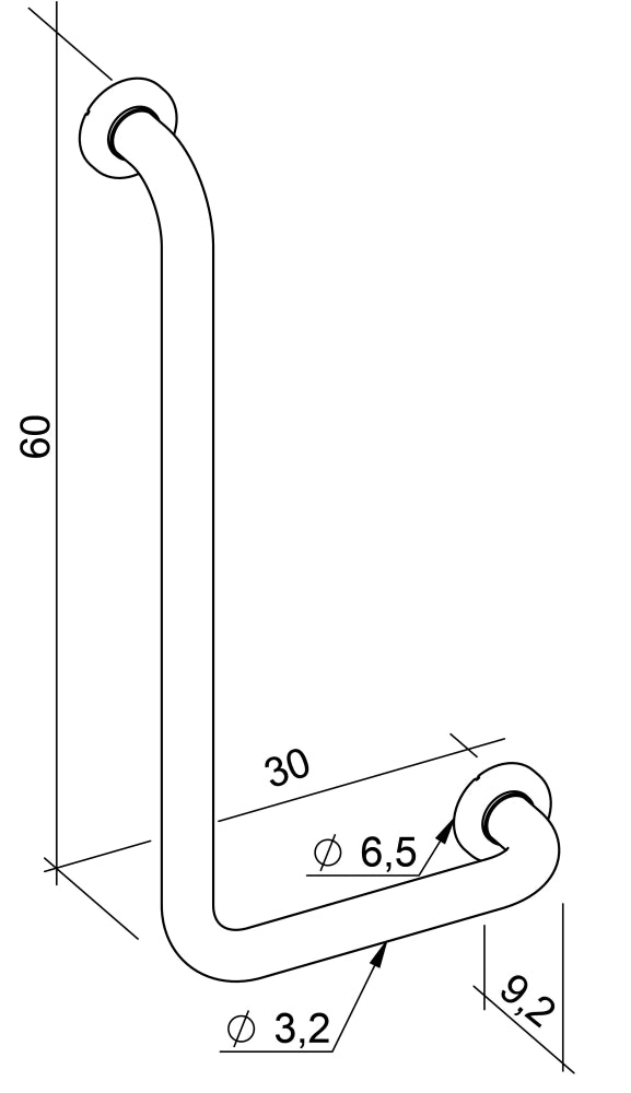 Wandhalterung Stahl beschichtet - 90° abgewinkelt 30 x 60 cm rechts