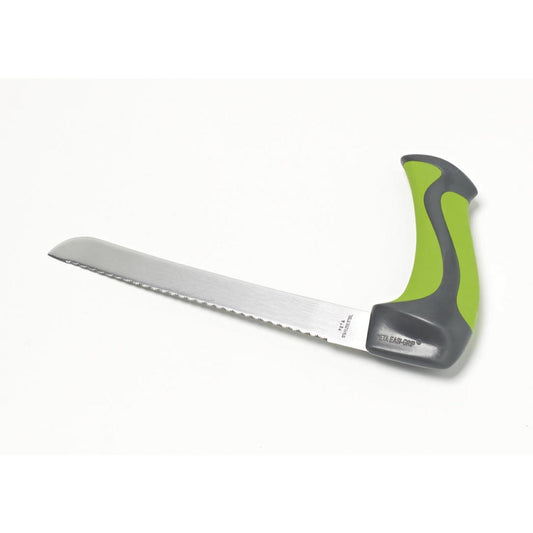 Bread knife with angled handle