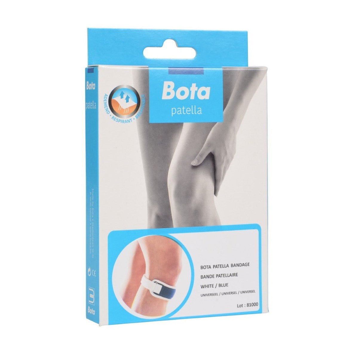 Bota patella bandage sport - (white and blue).