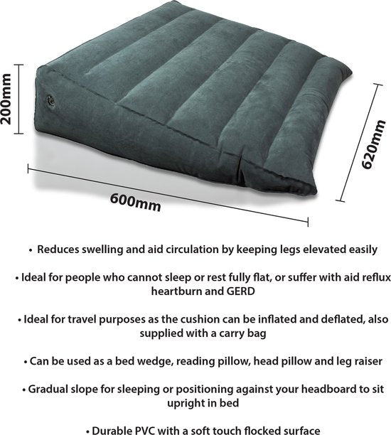 Opblaasbaar orthopedisch bedwigkussen - Inclusief reistas