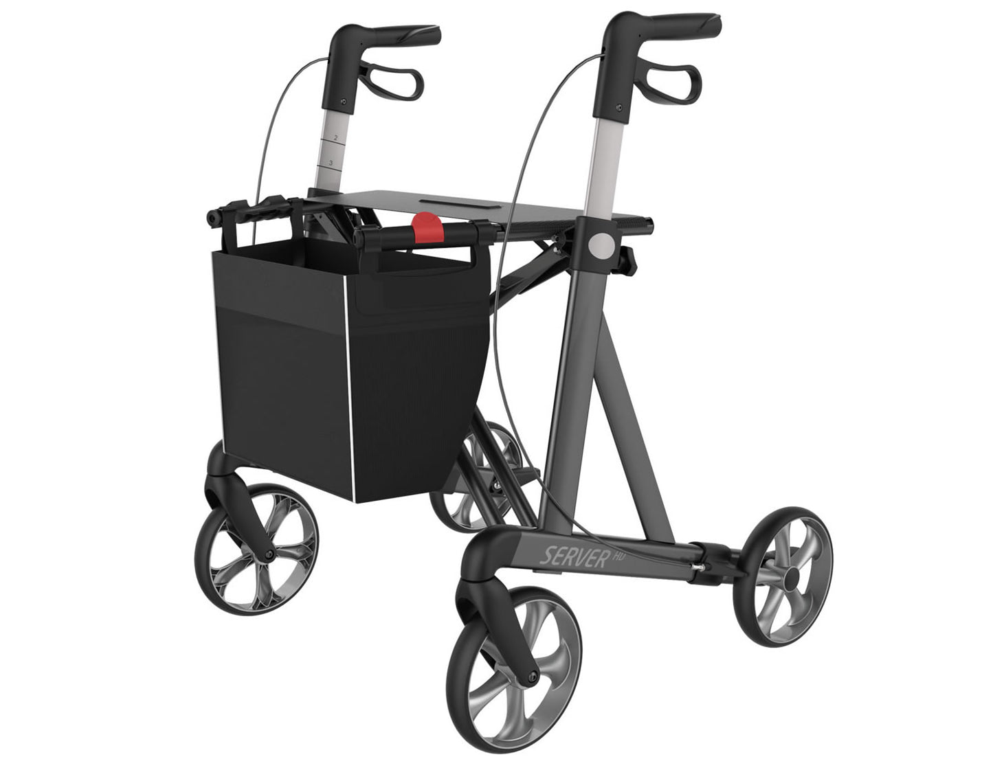 Server HD rollator (heavy duty, breed) antraciet met zachte comfortbanden