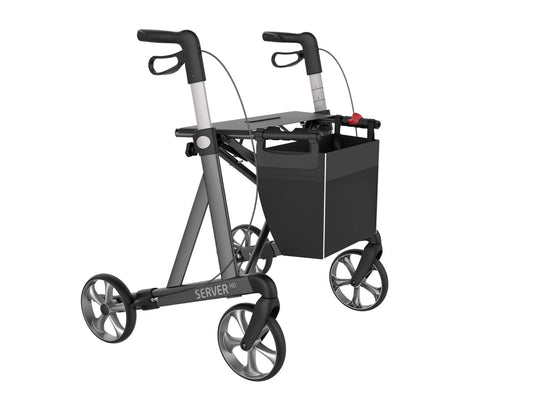 Server HD rollator (heavy duty, breed) antraciet met zachte comfortbanden