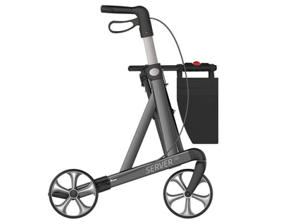 Server HD rollator (heavy duty, breed) antraciet met zachte comfortbanden