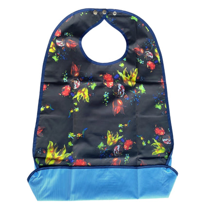 Wasbare slab Zwart met gekleurde bloemen