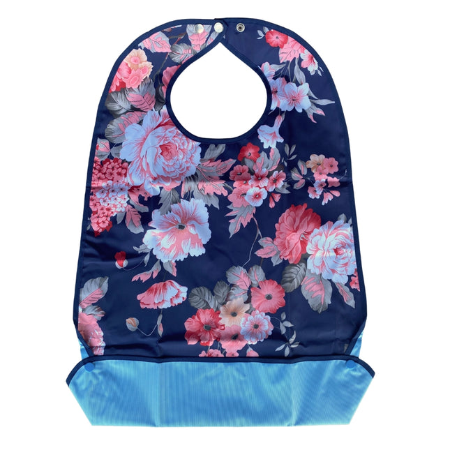 Wasbare slab Blauw met roze bloemen