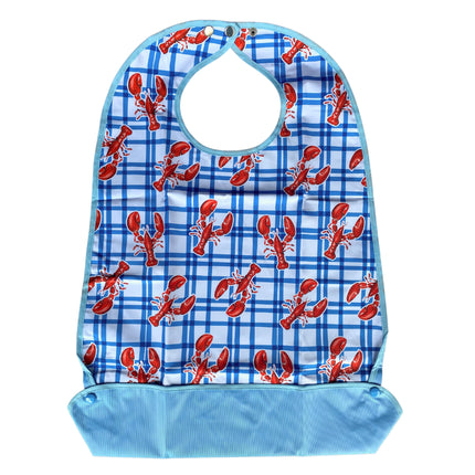 Waschbares Lätzchen, blau/weiß mit Hummern