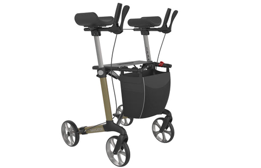 Navigator rollator met draaibare onderarmschalen met zachte banden