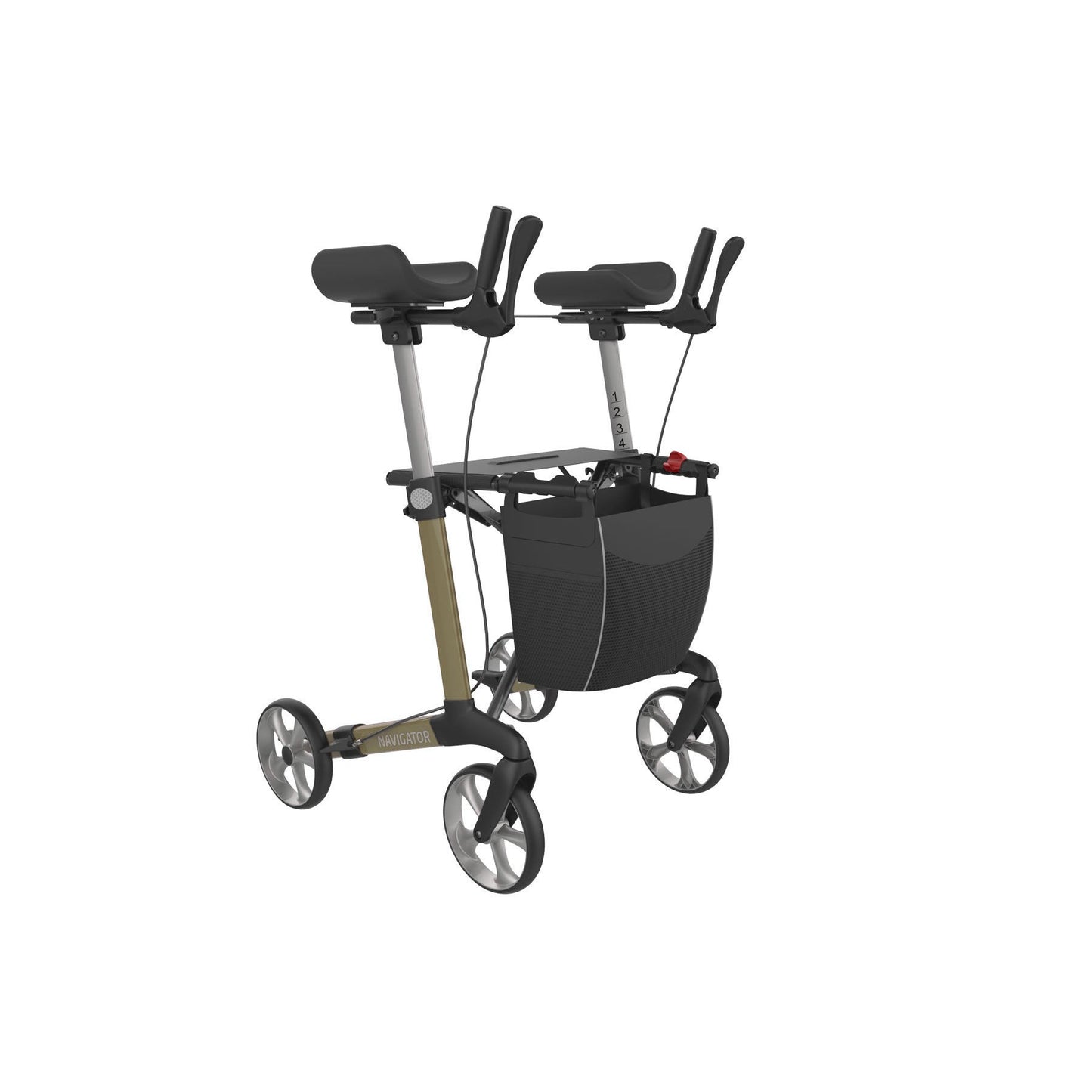 Navigator rollator met draaibare onderarmschalen