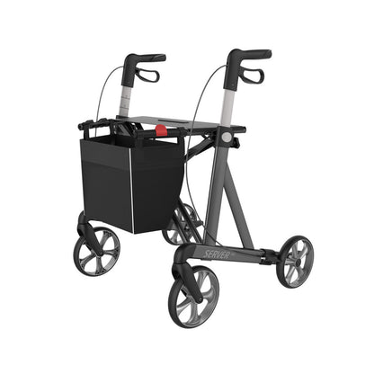 Server HD rollator (heavy duty, breed) antraciet met zachte comfortbanden