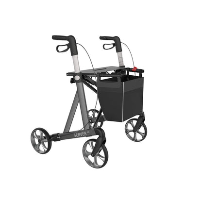 Server HD rollator (heavy duty, breed) antraciet met zachte comfortbanden