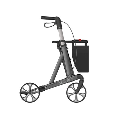 Server HD rollator (heavy duty, breed) antraciet met zachte comfortbanden