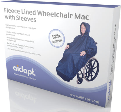 Fleece Lined Wheelchair Mac met Mouwen – Bescherming tegen Weersomstandigheden voor Rolstoelgebruikers