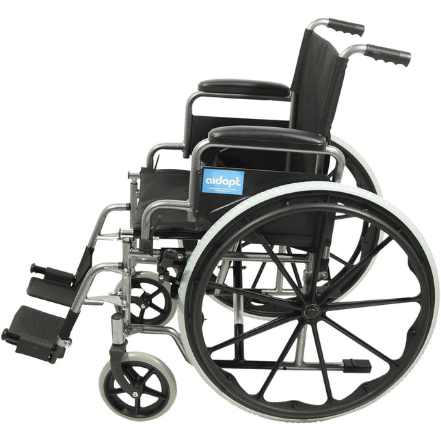 Aidapt Zelfrijdende Stalen Transportrolstoel – Opvouwbaar & Stevig