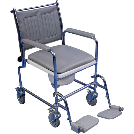 Portable chair / toilet chair, mobile - with footrests