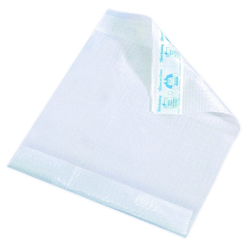 Disposable bibs with adhesive strip