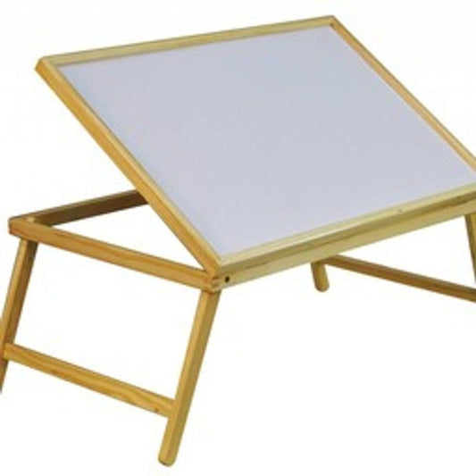 Foldable wooden bed table