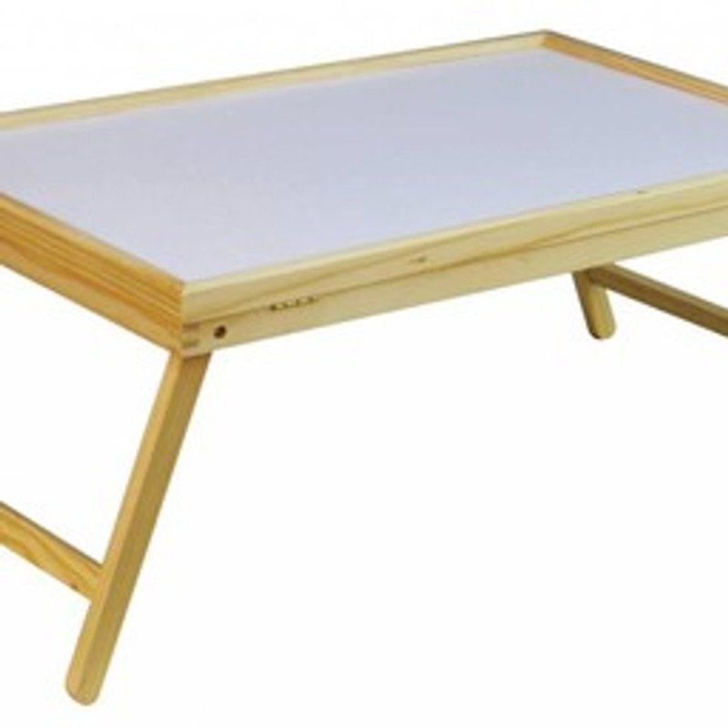 Foldable wooden bed table
