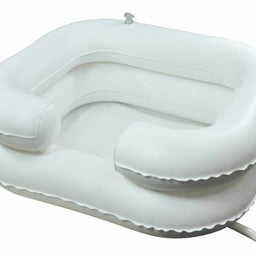 Inflatable hair wash basin for in bed